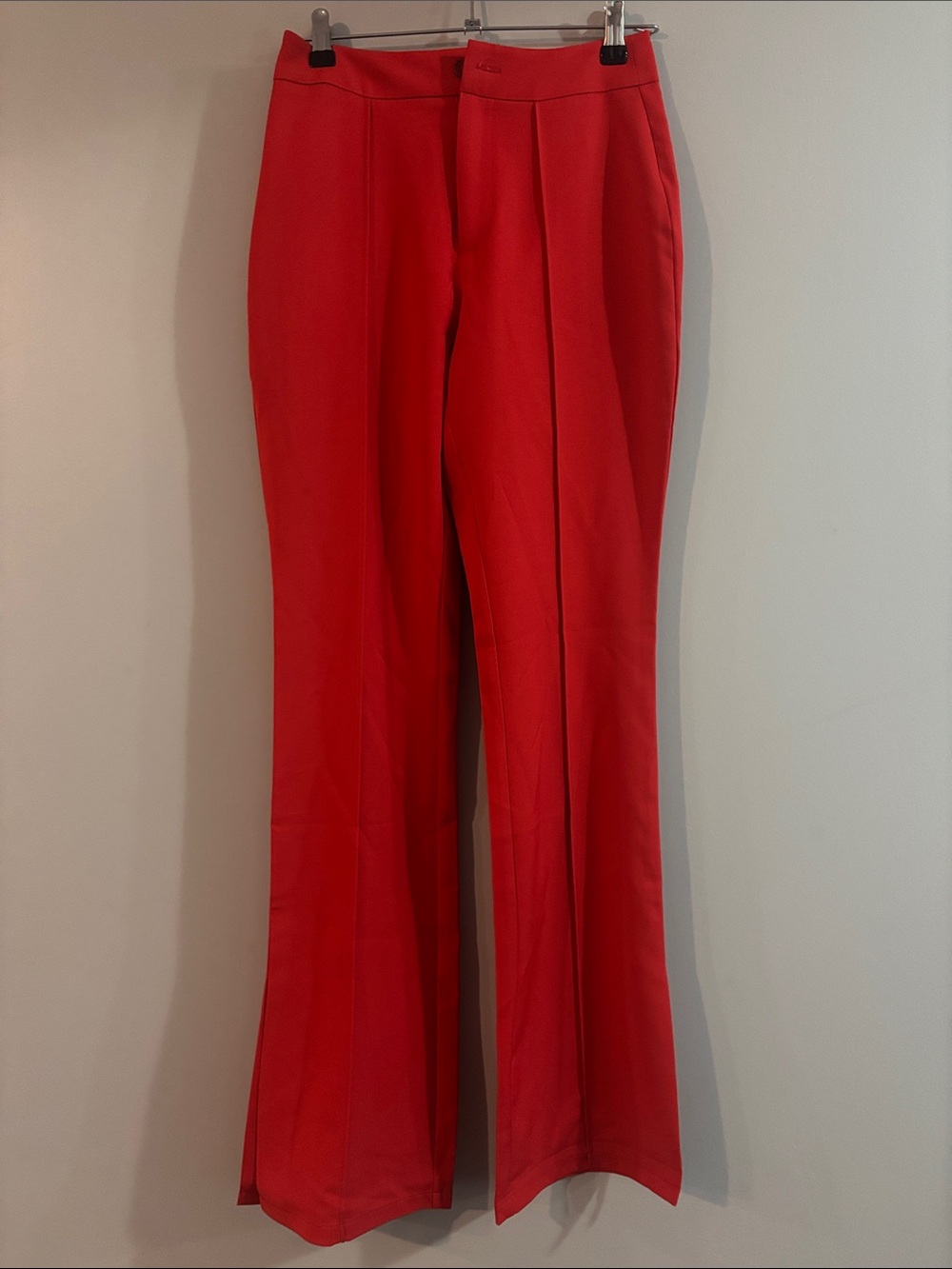 Sincerly Jules Red High-Rise Flare Trousers